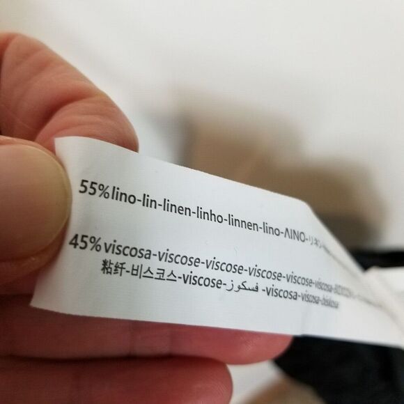 Bershka Women Linen Blend Wide Leg Pants Sz M Black Pull On Drawstring Beach - Picture 6 of 6